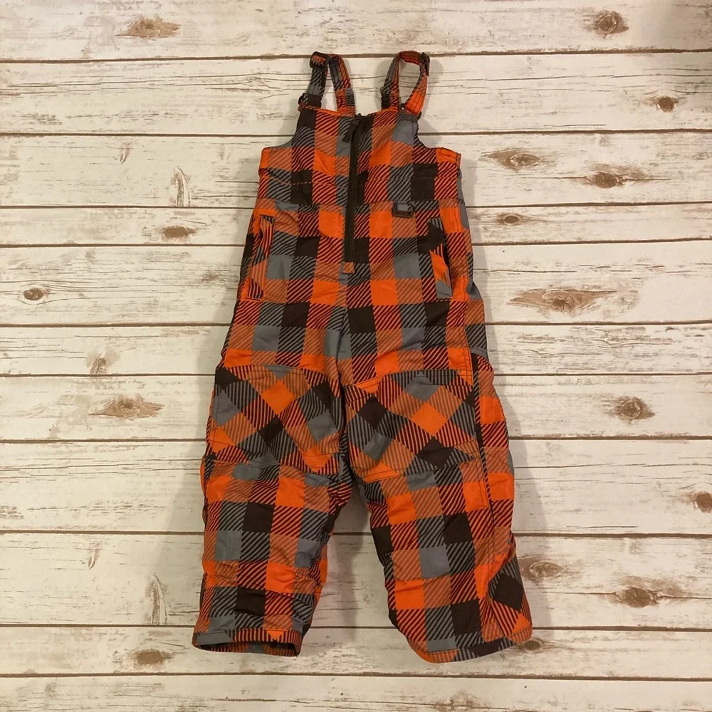 Circo Toddler Boy Orange and Gray Snow Bibs 3T